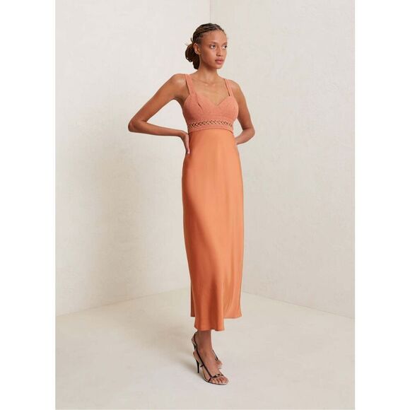 A.L.C Talia Satin Midi Dress Burnt Terracota NEW NWT - Picture 4 of 13